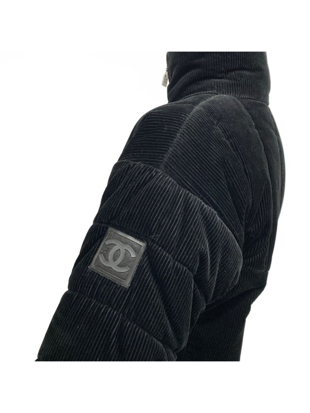 Chanel Jacket 38 M Black Long Sleeve Corduroy Identification Sports Line Winter - Picture 11 of 12